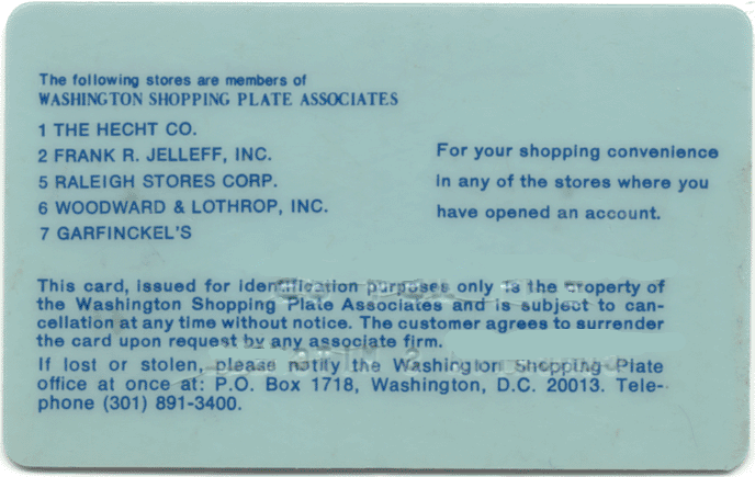 The Washington Shopping Plate - Back